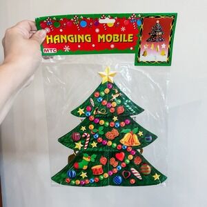 VTG New 90s Christmas Hanging Mobile Die Cut Decor Tree Bells Ornaments 14"